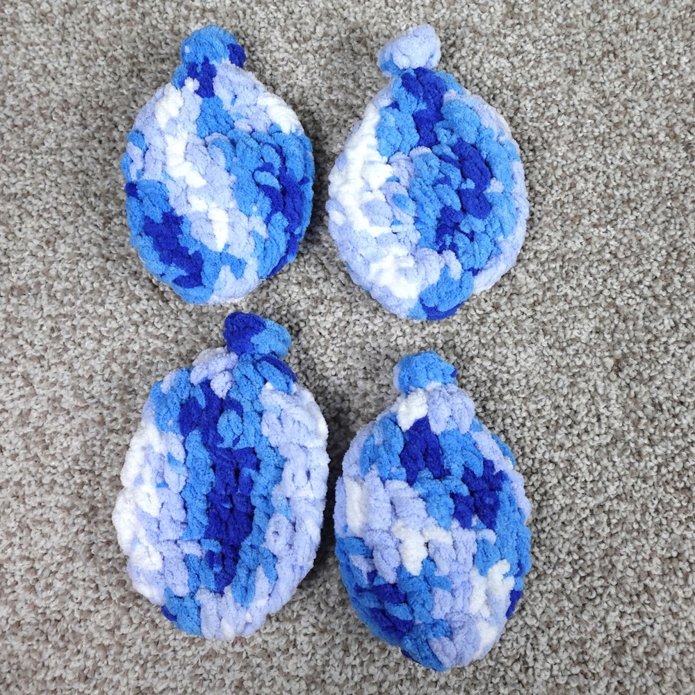 Handmade Reusable Crochet Water Balloons Blue White Set of 4 Eco Friendly Toy